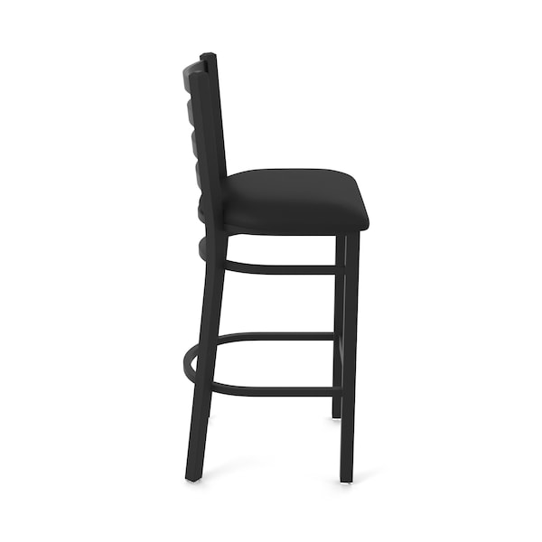 Holland Bar Stool Co 30" Stationary Bar Stool, Black Wrinkle, Black Vinyl Seat - 40030BWBLKVINYL