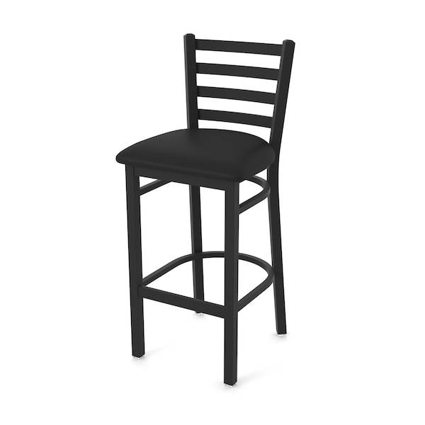 Holland Bar Stool Co 30" Stationary Bar Stool, Black Wrinkle, Black Vinyl Seat - 40030BWBLKVINYL