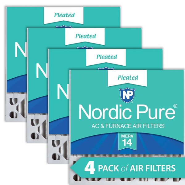 Nordic Pure 20x20x5 Pleated Air Filter, High Capacity, Electrostatically Charged Synthetic Media, MERV 14, 4 PK - 20X20X5HM14-4