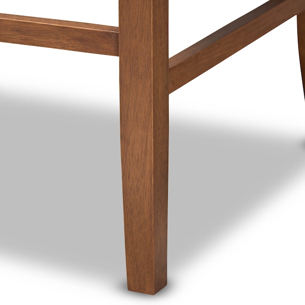 Baxton Studio Alira Grey Upholstered Walnut Wood Button Tufted Bar Stool Bench - 160-9948