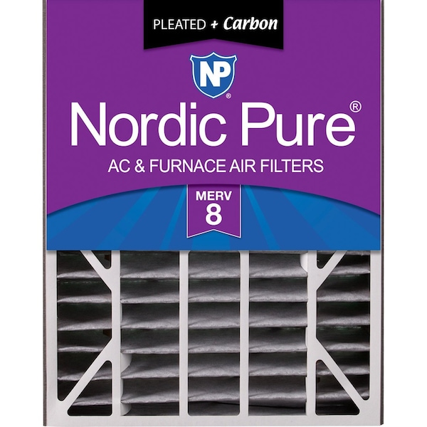 Nordic Pure 20x25x5 Plus Carbon Pleated Air Filter, High Capacity, MERV 8 - 20X25X5ABPM8C-1