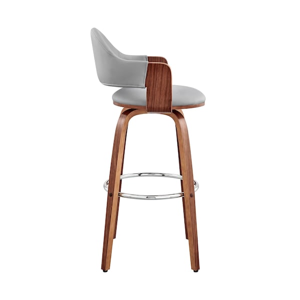 Armen Living Daxton 26" Gray Faux Leather and Walnut Wood Bar Stool - LCDXBAWAGR26