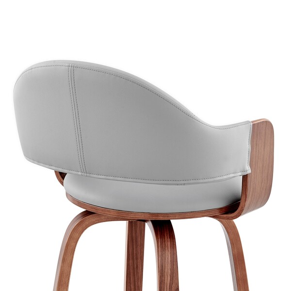 Armen Living Daxton 26" Gray Faux Leather and Walnut Wood Bar Stool - LCDXBAWAGR26
