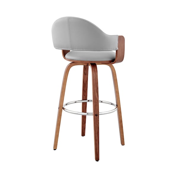 Armen Living Daxton 26" Gray Faux Leather and Walnut Wood Bar Stool - LCDXBAWAGR26