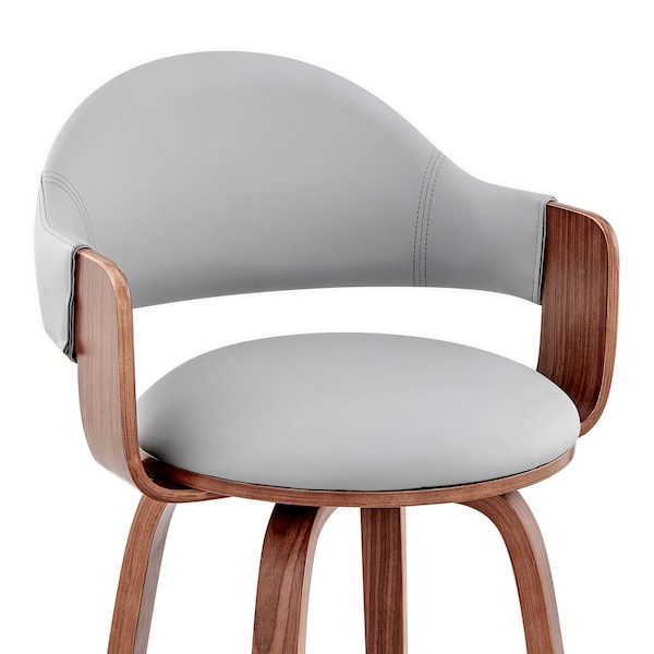 Armen Living Daxton 26" Gray Faux Leather and Walnut Wood Bar Stool - LCDXBAWAGR26