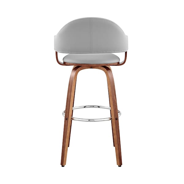 Armen Living Daxton 26" Gray Faux Leather and Walnut Wood Bar Stool - LCDXBAWAGR26