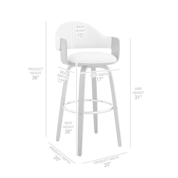 Armen Living Daxton 26" Gray Faux Leather and Walnut Wood Bar Stool - LCDXBAWAGR26