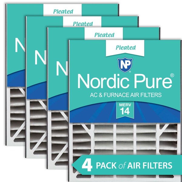 Nordic Pure 20x25x5 Pleated Air Filter, High Capacity, Electrostatically Charged Synthetic Media, MERV 14, 4 PK - 20X25X5ABM14-4