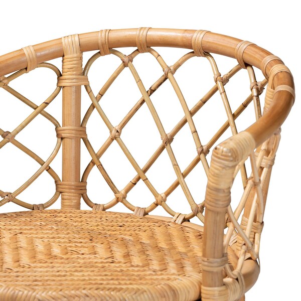 Baxton Studio Orchard Modern Bohemian Natural Brown Rattan Bar Stool - 203-12588