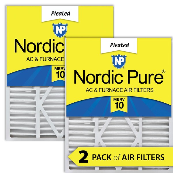 Nordic Pure 20x25x5 Pleated Air Filter, High Capacity, Electrostatically Charged Synthetic Media, MERV 10, 2 PK - 20X25X5_1/4GCAM10-2