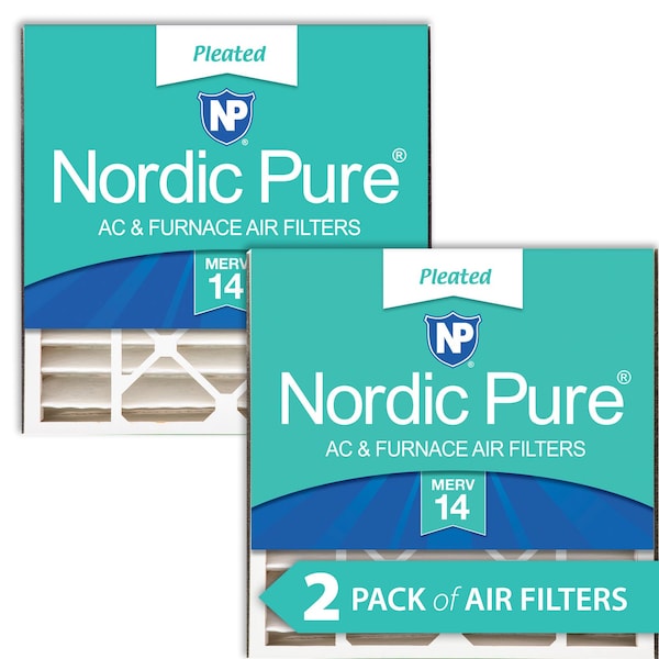 Nordic Pure 20x20x5 Pleated Air Filter, High Capacity, Electrostatically Charged Synthetic Media, MERV 14, 2 PK - 20X20X5ABM14-2