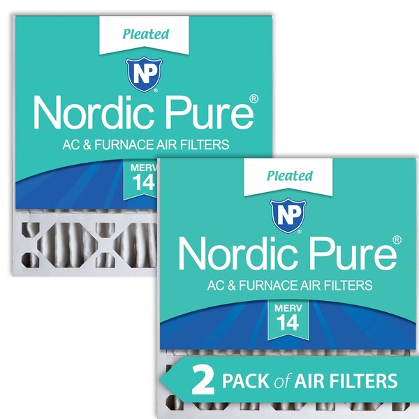 Nordic Pure 20x20x5 Pleated Air Filter, High Capacity, Electrostatically Charged Synthetic Media, MERV 14, 2 PK - 20X20X5HM14-2