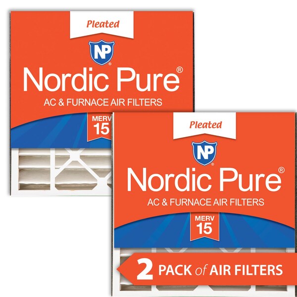Nordic Pure 20x20x5 Pleated Air Filter, High Capacity, Electrostatically Charged Synthetic Media, MERV 15, 2 PK - 20X20X5ABM15-2