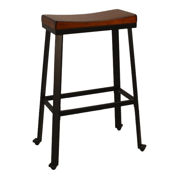 Guest Room 30 in. Thea Saddle Seat Stool, Chestnut & Black - GU2845107