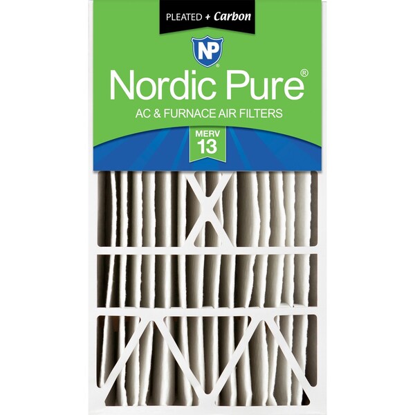 Nordic Pure 16x28x6 Plus Carbon Pleated Air Filter, High Capacity, MERV 13 - 16X28X6ASGM13+C-1