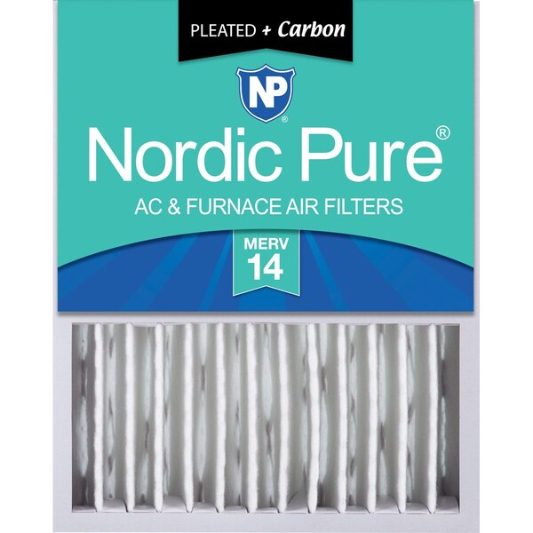 Nordic Pure 16x20x5 Plus Carbon Pleated Air Filter, High Capacity, MERV 14 - 16X20X5HM14+C-1