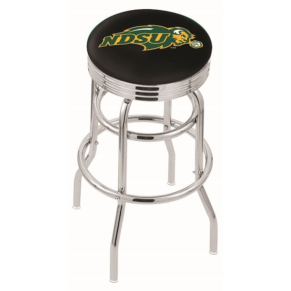 Holland Bar Stool Co 25" Chrome 2-Ring North Dakota State Swivel Bar Stool, Accent Ring - L7C3C25NDAKST-B