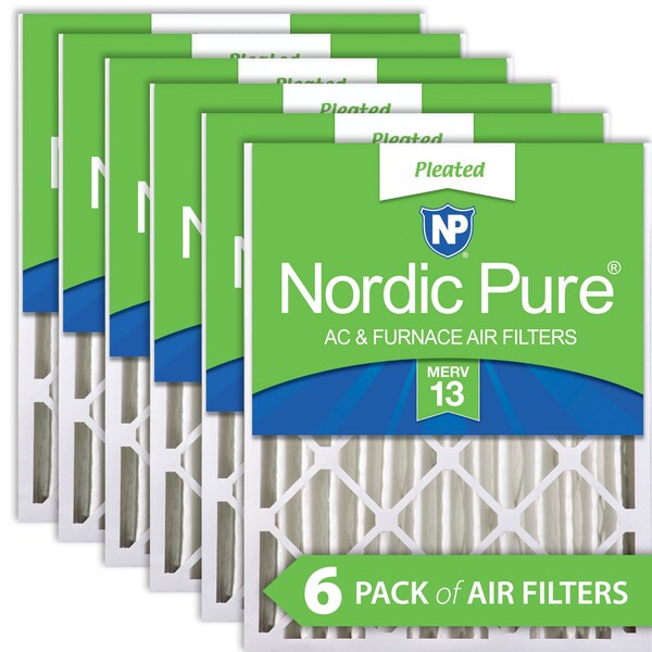 Nordic Pure 16x25x4 Pleated Air Filter, High Capacity, Electrostatically Charged Synthetic Media, MERV 13, 6 PK - 16X25X4M13-6