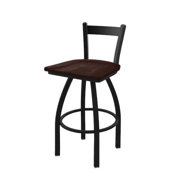 Holland Bar Stool Co 30" Low Back Swivel Bar Stool, Black Wrinkle, Dark Cherry Maple Seat - 82130BWDCMPL
