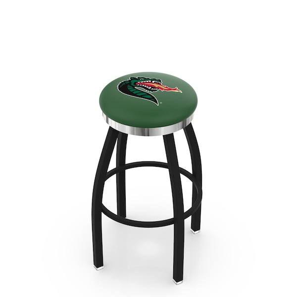 Holland Bar Stool Co 30" Blk Wrinkle UAB Swivel Bar Stool, Chrome Ring - L8B2C30ALABIR