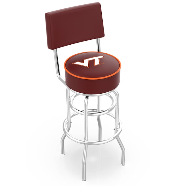 Holland Bar Stool Co 25" Chrome 2-Ring Virginia Tech Swivel Bar Stool, Back - L7C425VATECH