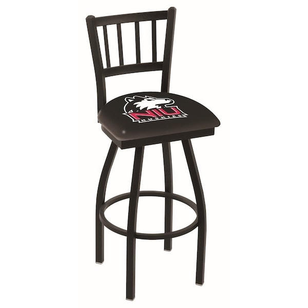 Holland Bar Stool Co 25" Blk Wrinkle Northern Illinois Swivel Bar Stool, Jailhouse Back - L01825NORILL