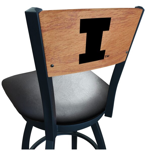 Holland Bar Stool Co 30" Blk Wrinkle Illinois Swivel Bar Stool, Laser Engraved Back - L03830BWMEDMPLAILLINIUBLKVINYL