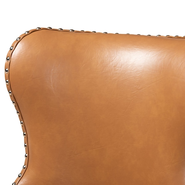 Baxton Studio Gradisca Modern Tan Faux Leather and Walnut Brown Finished Wood 2-PC Swivel Bar Stool Set - 184-11402-ZORO