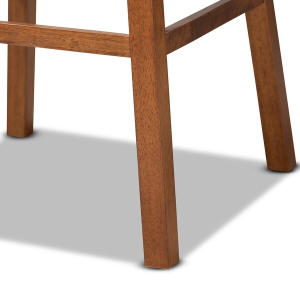 Baxton Studio Gradisca Modern Tan Faux Leather and Walnut Brown Finished Wood 2-PC Swivel Bar Stool Set - 184-11402-ZORO
