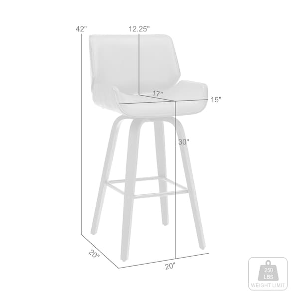 Armen Living Tyler 30" Bar Height Swivel Brown Faux Leather and Walnut Wood Bar Stool - LCTYBABRWA30
