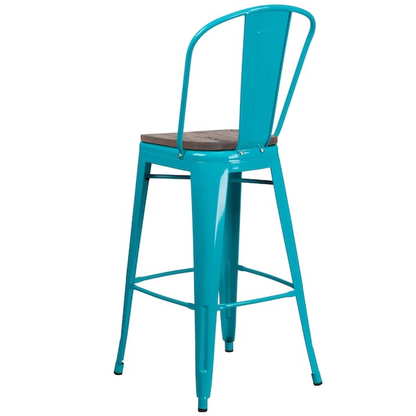Flash Furniture Metal BarStool, 30", Teal - ET-3534-30-CB-WD-GG