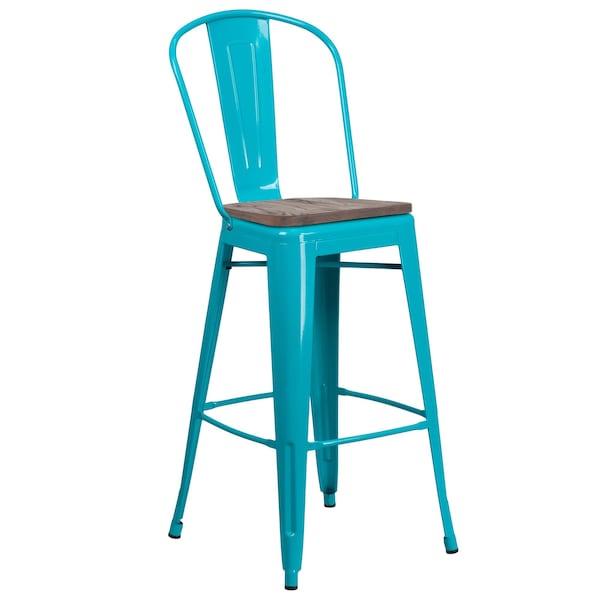 Flash Furniture Metal BarStool, 30", Teal - ET-3534-30-CB-WD-GG