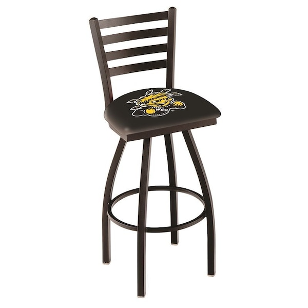 Holland Bar Stool Co 25" Blk Wrinkle Wichita State Swivel Bar Stool, Ladder Back - L01425WICHST