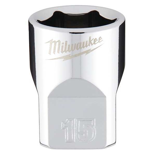 Milwaukee Tool 3/8 in. Drive 15mm Metric 6-Point Socket with FOUR FLAT Sides - 45-34-9085