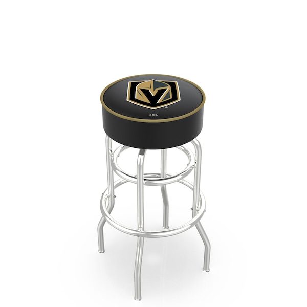 Holland Bar Stool Co 30" Vegas Golden Knights Cushion Seat, 2-Ring Chrome Swivel Bar Stool - L7C130LVGDKN