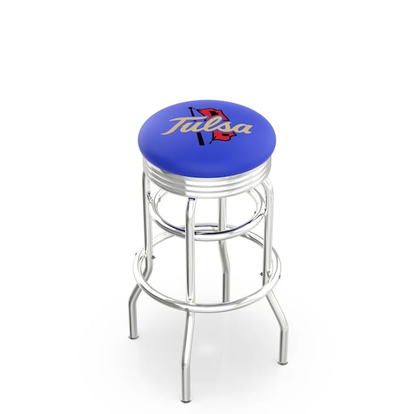 Holland Bar Stool Co 25" Chrome 2-Ring Tulsa Swivel Bar Stool, Accent Ring - L7C3C25TULSAU