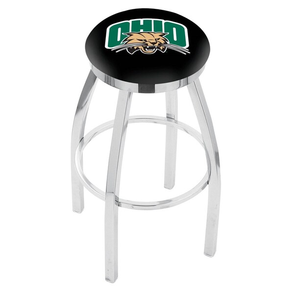Holland Bar Stool Co 25" Chrome Ohio University Swivel Bar Stool, Accent Ring - L8C2C25UNIVOH