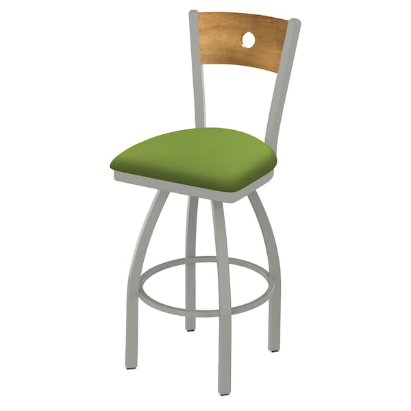 Holland Bar Stool Co 30" Swivel Counter Stool, Nickel Finish, Med Back, Canter Kiwi Green Seat - 83030ANMEDMPLB009