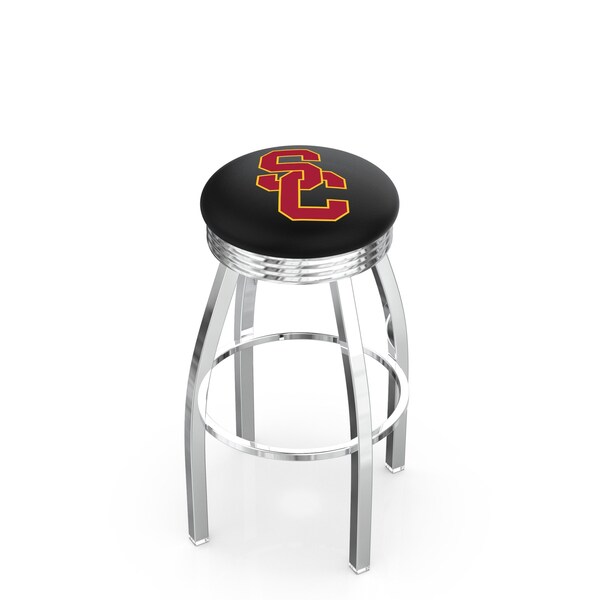 Holland Bar Stool Co 25" Chrome USC Trojans Swivel Bar Stool, Accent Ring - L8C3C25SOUCAL
