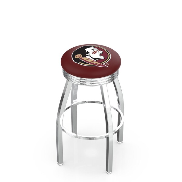 Holland Bar Stool Co 25" Chrome Florida State (Head) Swivel Bar Stool, Accent Ring - L8C3C25FSU-HD
