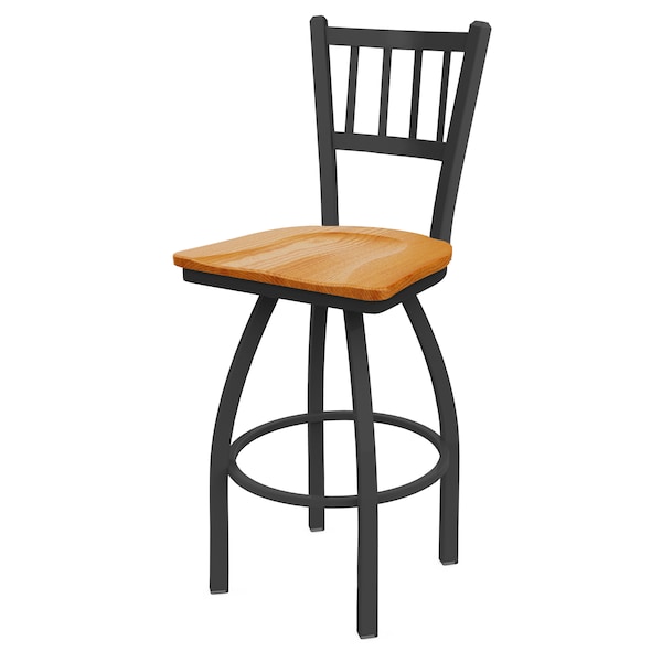 Holland Bar Stool Co 30" Swivel Bar Stool, Pewter Finish, Med Oak Seat - 81030PWMEDOAK