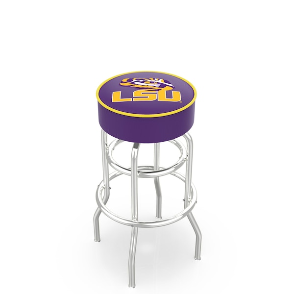 Holland Bar Stool Co 30" Louisiana State Cushion Seat, 2-Ring Chrome Swivel Bar Stool - L7C130LASTUN