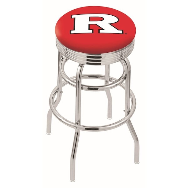 Holland Bar Stool Co 30" Chrome 2-Ring Rutgers Swivel Bar Stool, Accent Ring - L7C3C30RUTGER