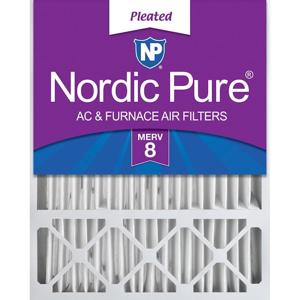 Nordic Pure 20x25x5 Pleated Air Filter, High Capacity, Electrostatically Charged Synthetic Media, MERV 8 - 20X25X5HM8-1