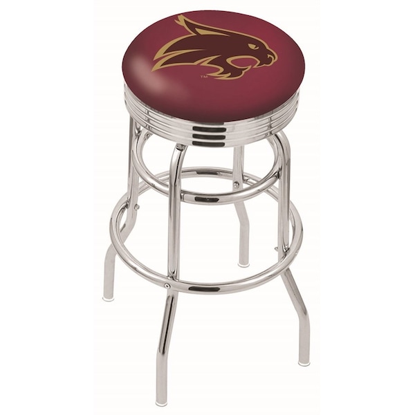 Holland Bar Stool Co 30" Chrome 2-Ring Texas State Swivel Bar Stool, Accent Ring - L7C3C30TEXSST