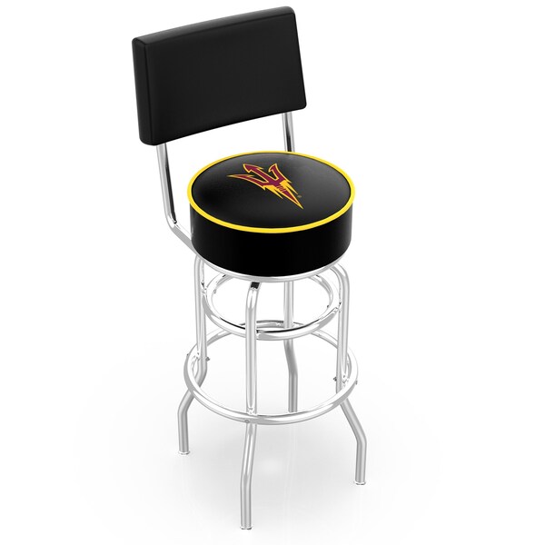 Holland Bar Stool Co 25" Chrome 2-Ring Arizona State Swivel Bar Stool, Back, Pitchfork - L7C425ARIZST-F