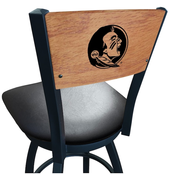 Holland Bar Stool Co 30" Blk Wrinkle Florida State Head Swivel Bar Stool, Engraved Back - L03830BWMEDMPLAFSU-HDBLKVINYL