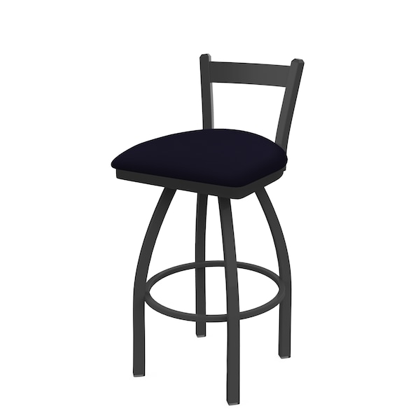 Holland Bar Stool Co 30" Low Back Swivel Bar Stool, Pewter Finish, Canter Twilight Seat - 82130PW002