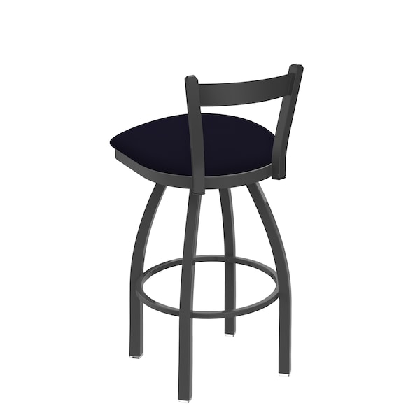 Holland Bar Stool Co 30" Low Back Swivel Bar Stool, Pewter Finish, Canter Twilight Seat - 82130PW002