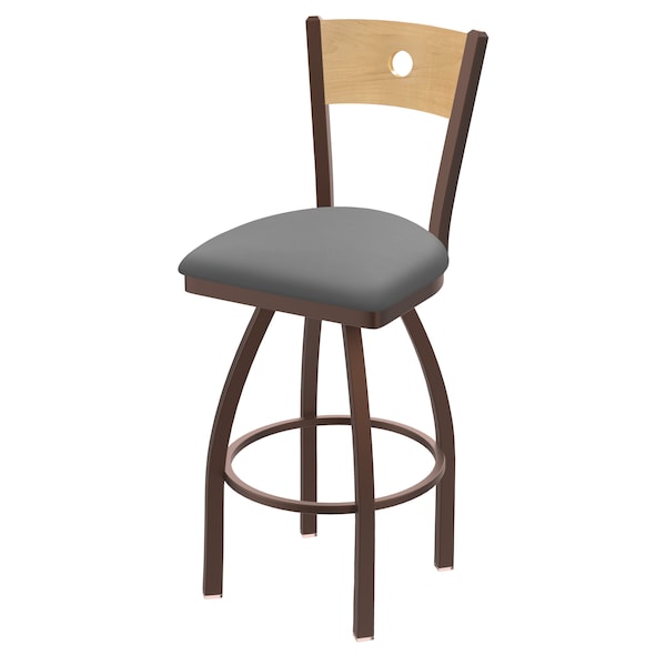 Holland Bar Stool Co 30" Swivel Counter Stool, Black Wrinkle, Nat Back, Canter Grey Seat - 83030BZNATMPLB007